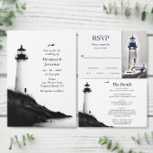 Coastal Beach Nautical Lighthouse Wedding Save The Date (Personalisiere diese Kollektion eines unabhängigen Creators.)