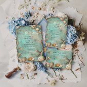 Coastal Seashell Botanical Wedding Einladung