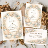 Coastal Seashell Wreath Wedding Dankeskarte