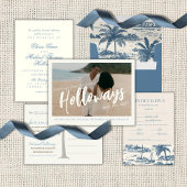Elegant Simple Script Dusty Blue Wedding Einladung