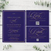 Cobalt Blue Elegant Romantic Wedding Save The Date (Personalisiere diese Kollektion eines unabhängigen Creators.)