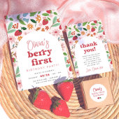 Strawberry Berry First Birthday Party Begrüßungsze Poster