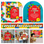 Colorful Builder Themed Birthday Kids Party Quadratischer Aufkleber