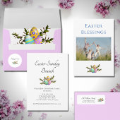 Bunt dekorierte Ostereier Botanisch Feiertagskarte