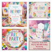 Bunte Kinderkunstparty 6. Geburtstagsmalerei Button
