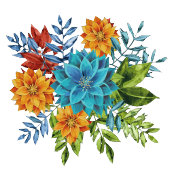 Farbenfroh, modern und blumenreich weinetikett