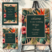 Farbenfrohe exotische hawaiianische Hochzeitmonogr Pappteller