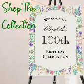 Farbenfrohe Blumen 100. Geburtstag Papier Teller