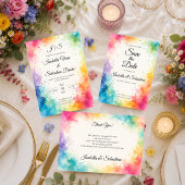Farbige Aquarell-Hochzeit Save The Date