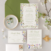 Farbige Wildblumenwiese Creme Hochzeit Save The Date