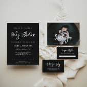 Moderne schwarze Babydusche Pappteller