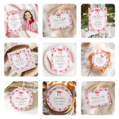 Pink Red Coquette Bow Valentine Baby Shower Serviette