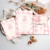 Coquette Gingham French Teddy Bear Baby Shower Serviette
