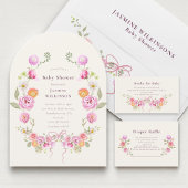 pastel coquette Floral Wreath Baby Shower Pappteller