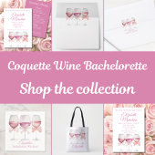 Coquette Pink Bows and Wine Bachelorette Quadratischer Aufkleber