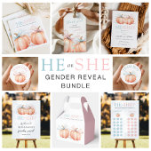 Pumpkin Bow Pink Blue Gender Reveal Pappteller