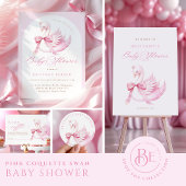Swan Princess Baby Shower Table Card Tischnummer