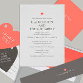 Coral Heart Wedding Platzkarte