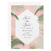 Coral Peach Tropical Watercolor Wedding Einladungspostkarte