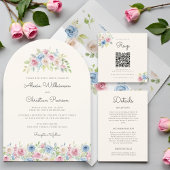Wedding Website RSVP QR Code Photo pastel florals Begleitkarte