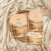 Cowboy Boots Desert Wedding Dankeskarte