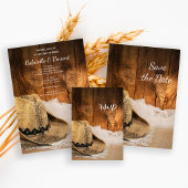 Cowboy-Hut und Holzhacken-Hochzeit retten das Datu Save The Date