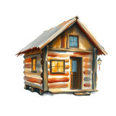 Cozy Rustic Log Cabin Illustration Platzkarte