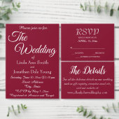 Cranberry Red Simple Style Wedding Folieneinladung (Personalisiere diese Kollektion eines unabhängigen Creators.)
