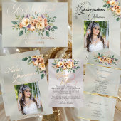 Cream Floral Quinceanera Program - Lavender Programm