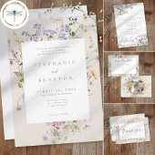 Cream Wildflower Garden Elegant Wedding RSVP Karte