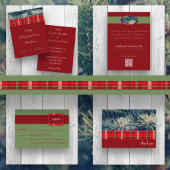 Crimson & Evergreen Flat Save the Date Card