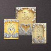 Kristallschwan-Paar Romantisches Gold-Layout Save The Date (Personalisiere diese Kollektion eines unabhängigen Creators.)
