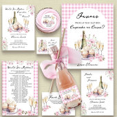 Rosa Blume Champagnerbrille und Cupcakes Runder Aufkleber