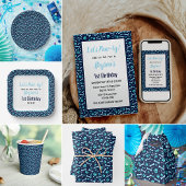 Custom Hund Birthday Blue Paw Print Puppy Pet Quadratischer Aufkleber