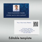 Einzigartiger moderner blauer Foto-QR-Code Tech-Pr Visitenkarte