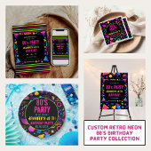Custom Retro Neon 80’s Birthday – Fun Adult  Pappteller