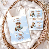 Niedliches Bären-Flugzeug Erlebnis beginnt Pappteller