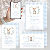 Niedliches blaues Kaninchen, Babydusche Einladung