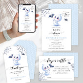 Cute Little Boo Ghost Halloween Baby Boy Shower Pappteller