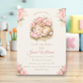 Cute Bunny Rabbit Pink Blush Peony Baby Shower Pappteller