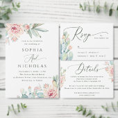 Pastel Aquarellfarbe Rosa Blumenkohl Hochzeit Weinetikett (Personalisiere diese Kollektion eines unabhängigen Creators.)