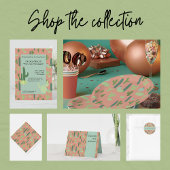 Niedliche Kaktus Peach & Green Pappteller