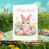Cute Easter Bunny Rabbit Pink Blush Peony Pappteller