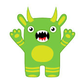 Stripey Green Little Monster Babydusche Pappteller