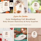 Woodland Niedlicher Igel Fall Kinderdusche QR-Code Einladung