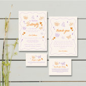 Niedliche Lavendel & Orange Butterfly Babydusche Quadratischer Aufkleber