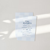 Moderne blaue karierte Babyparty Geschenkanhänger