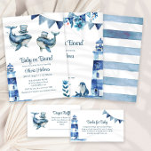 Blue Watercolor Stripes Baby Dusche Rechteckiger Pappuntersetzer