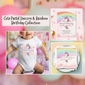 Cute Pastel Unicorn & Rainbow Birthday Party Pappbecher