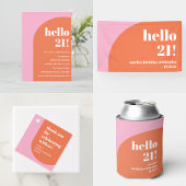 Modern Cute Pink Orange Arch 21st Birthday Custom Banner